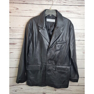 Irvine Park Leather Jacket Black‎ Genuine Luxury Classic Retro Men's Size 44R